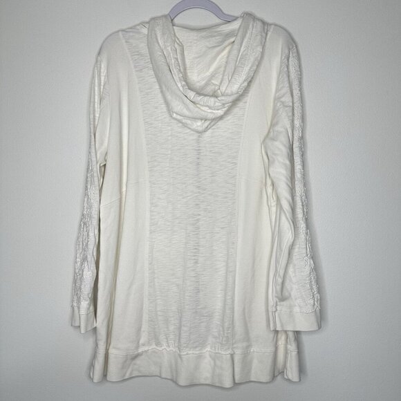 Soft Surroundings Hoodie Jacket 1X White Embroidered Zip Front Pockets - Picture 2 of 9